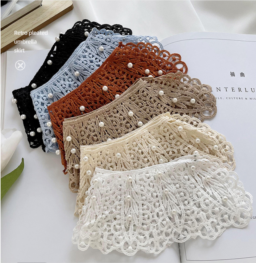 3 Packs——Korean-Style Faux Pearl Lace Collar – Decorative Detachable Collar