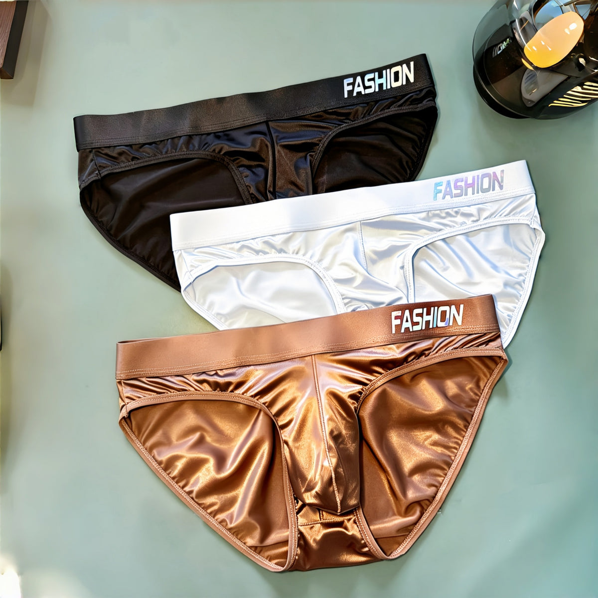 Men's Low-rise Wide Satin Glossy Silky Underwear