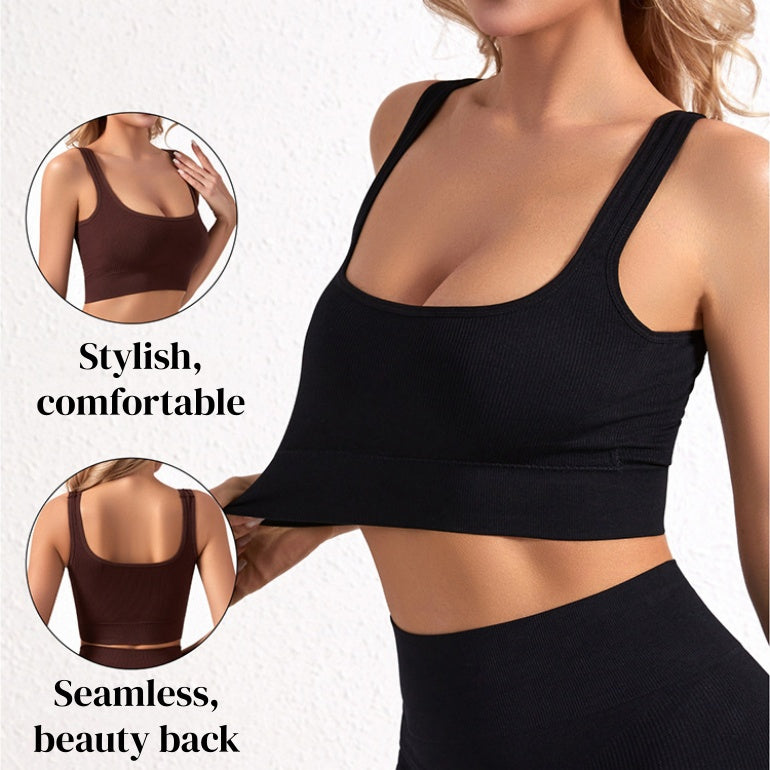 Wire-free Shock-absorbing Breathable Vest-style Bra With Pad