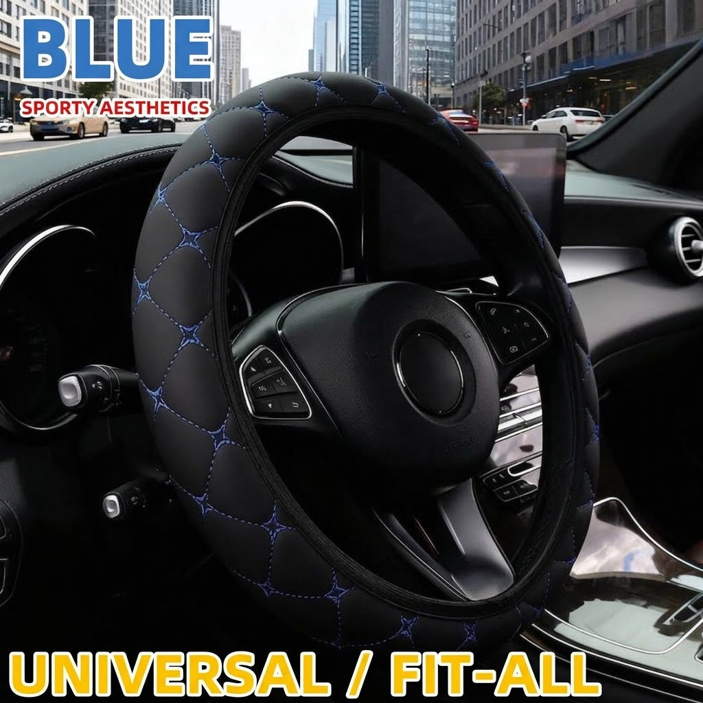 Faux leather car steering wheel cover