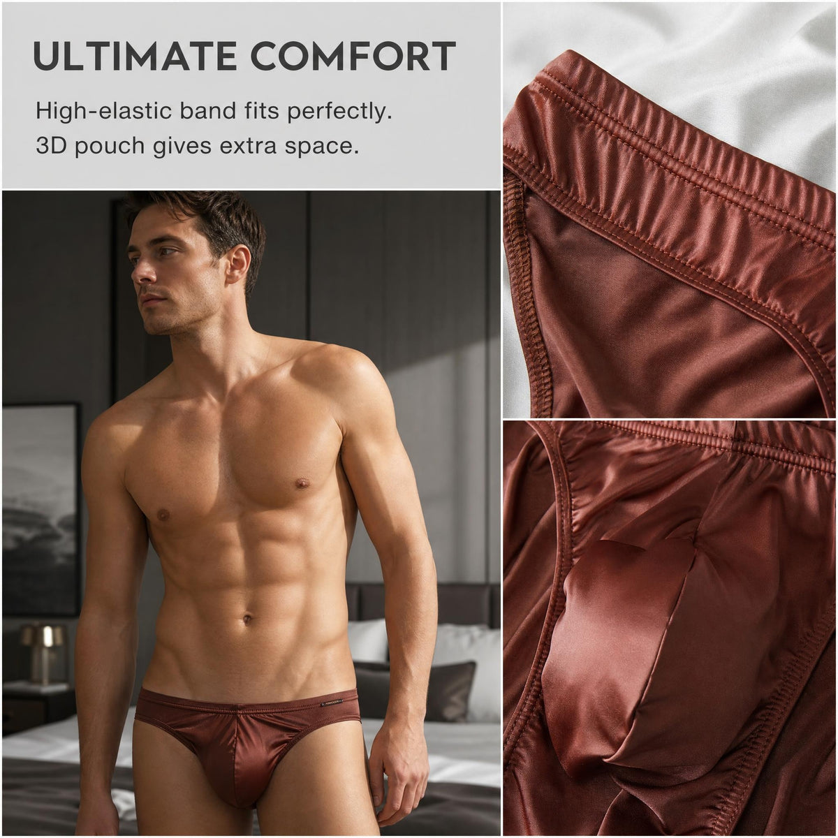 Men's Ice Silk Glossy Satin Briefs