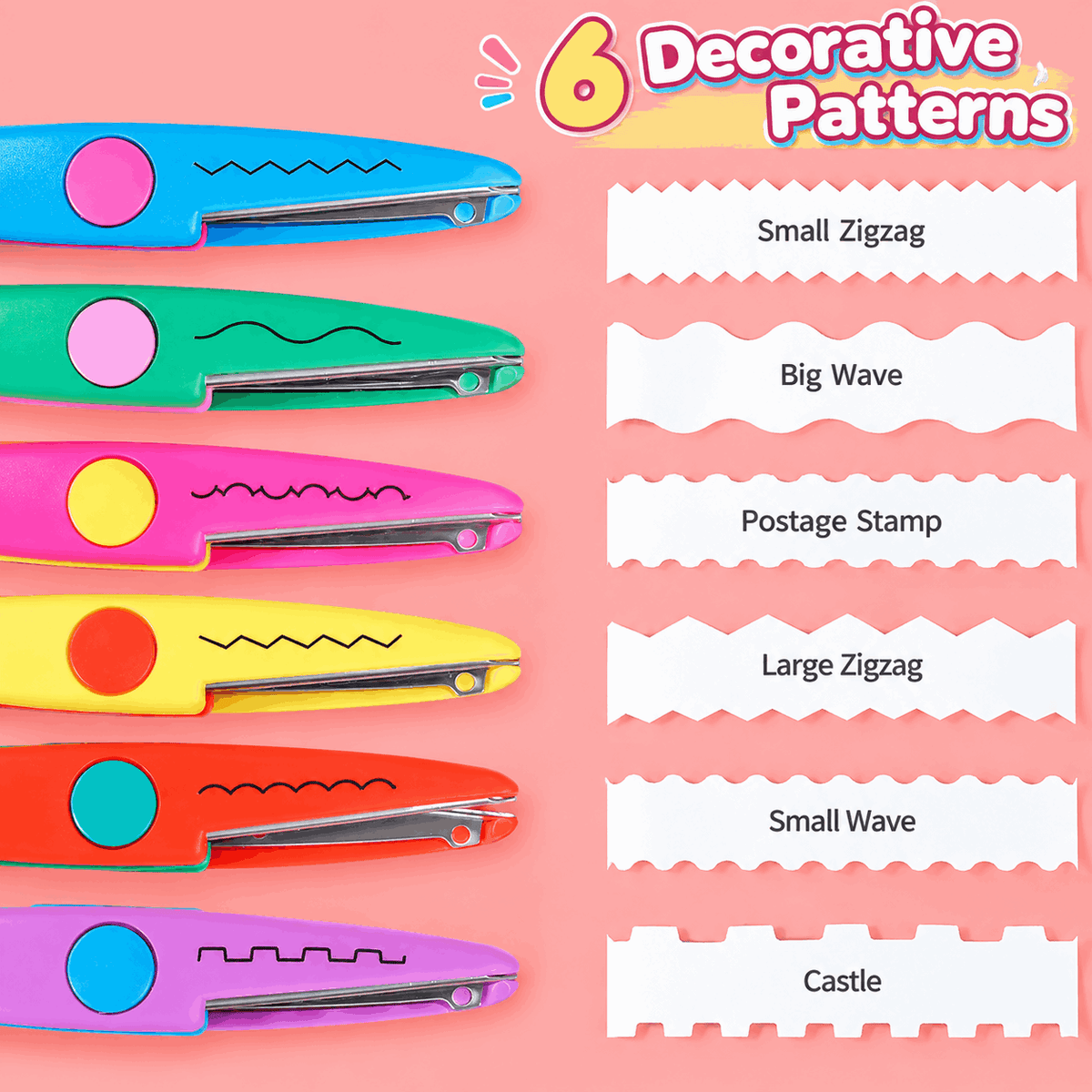 Kids' DIY Decorative Edge Craft Scissors, Safety Scissors for Art