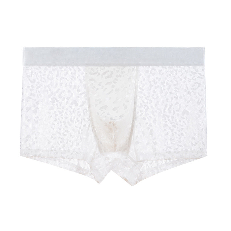 Men’s Luxury Floral & Leaf Mesh Boxer Briefs – Premium Solid-Color Breathable Underwear