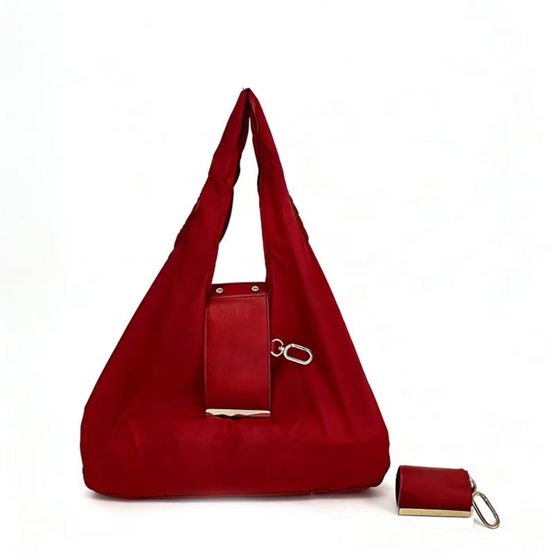 Transformable Bag – Stylish PU with nylon fabric Tote and Keychain Charm