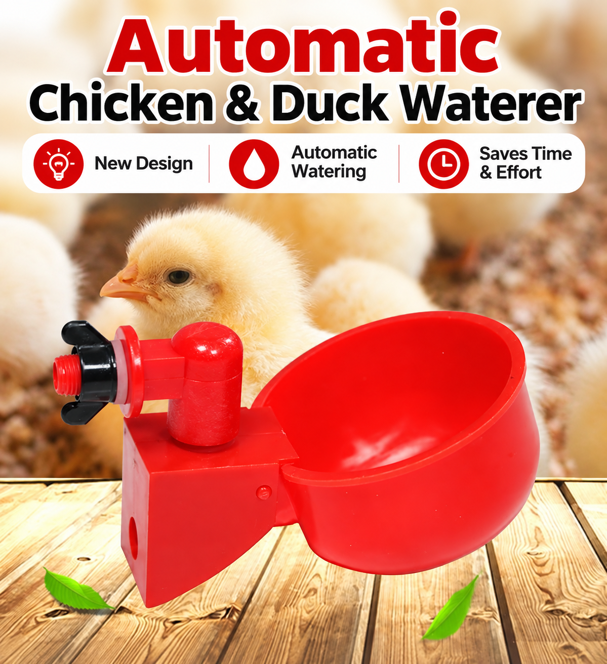 Automatic Chicken & Duck Waterer – Durable Thickened Poultry Drinking Bowl