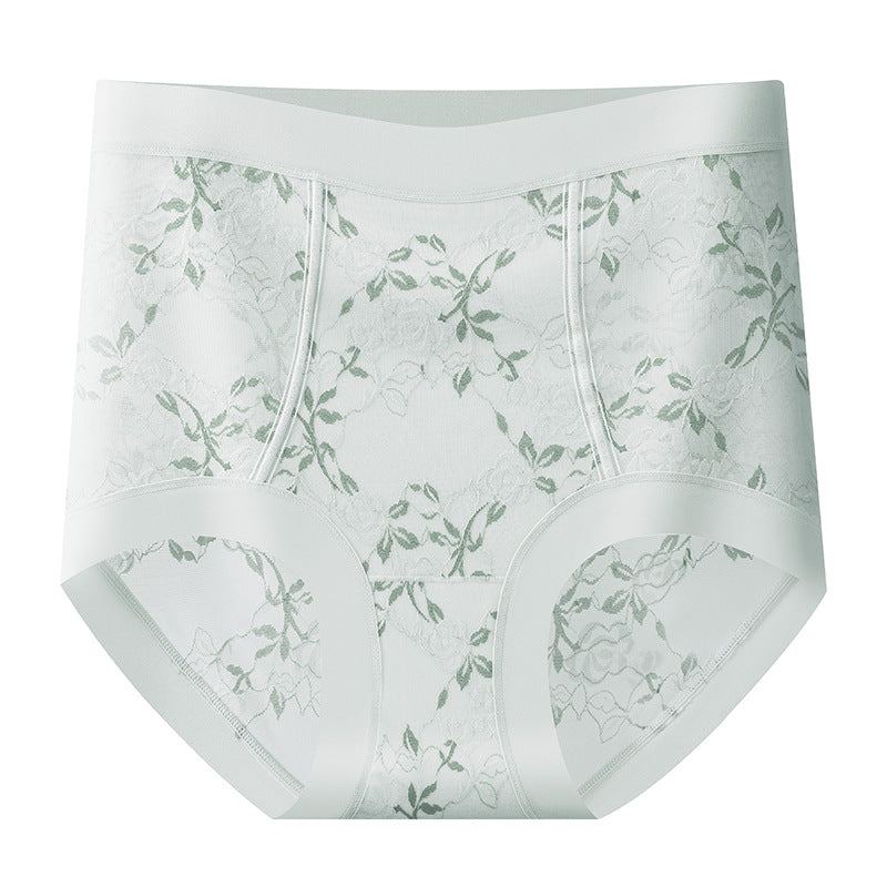 Women's 10A Antibacterial Mulberry Silk Lace High Waist Slimming Panties