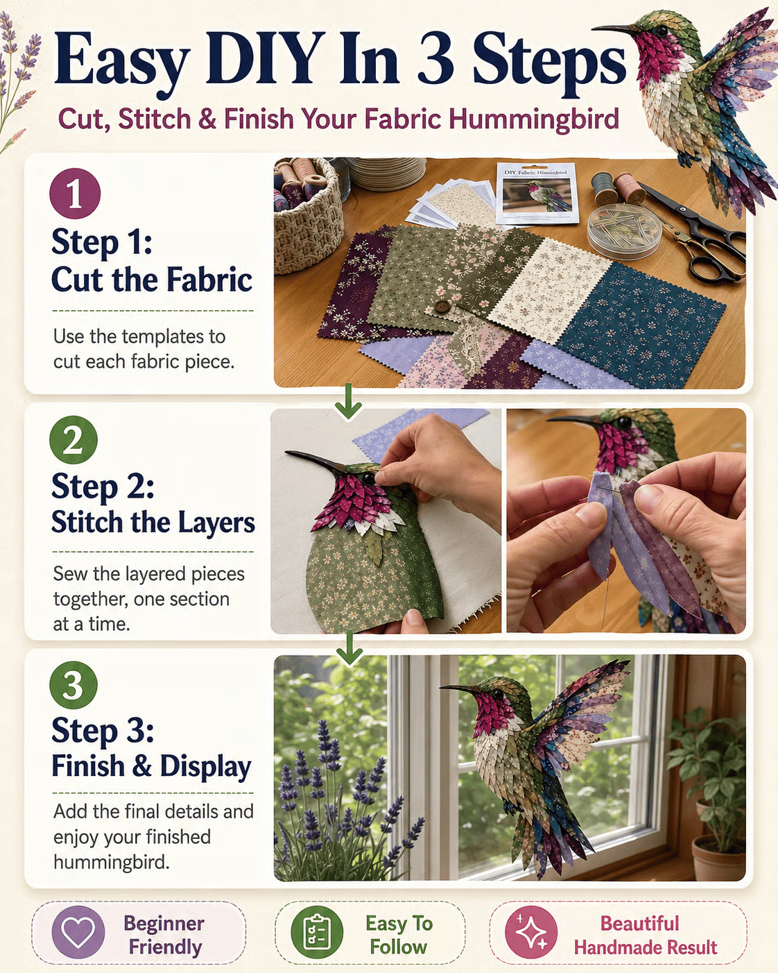3D Patchwork Bird DIY Craft Kit