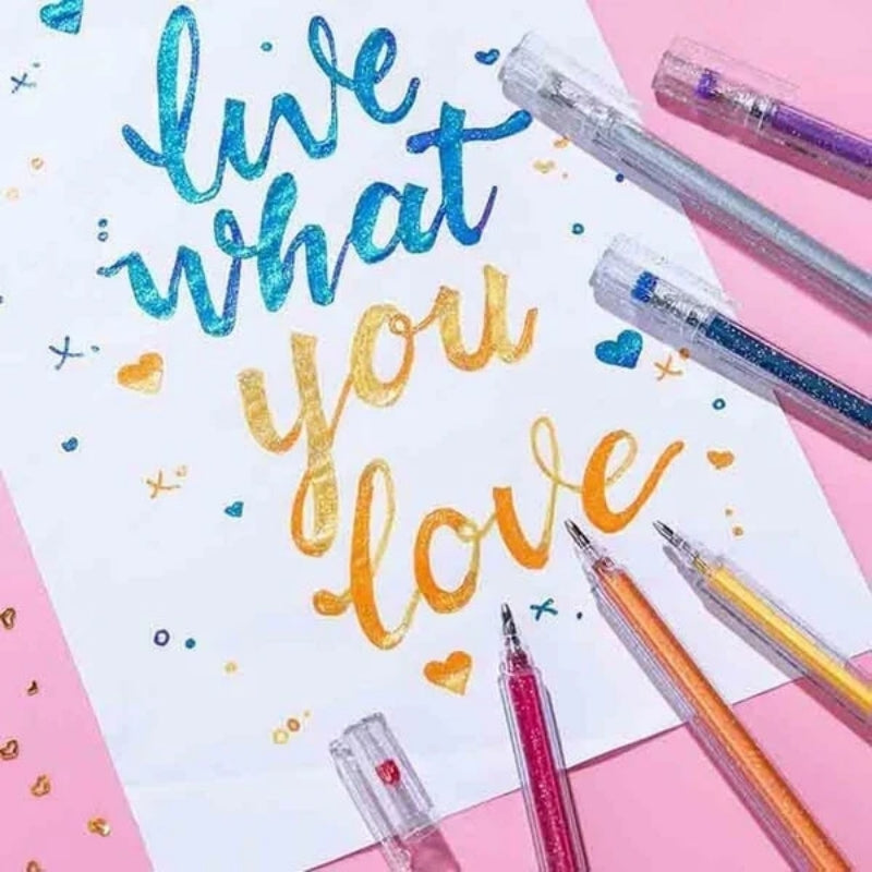 12 Packs Glitter Gel Pens – Sparkly Ink, Smooth Writing for Journaling & Card Making