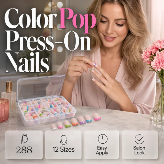 Color Pop Press-On Artificial Nails Set with 288 Pieces