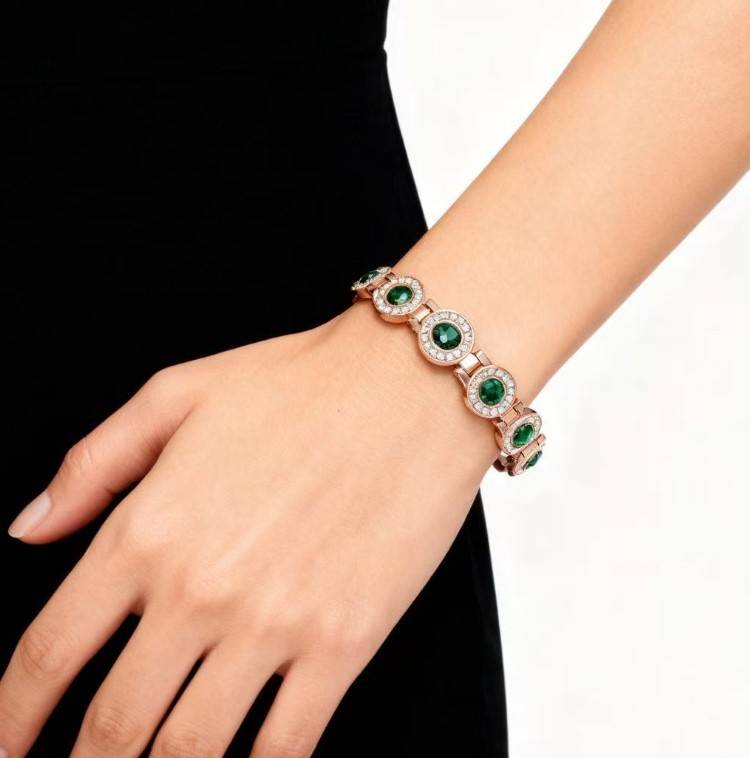 Zircon and Diamond Magnetic Bracelet - Luxurious and Elegant