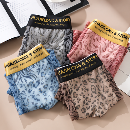 Men's Lightweight Leopard Print Mesh Boxer Briefs