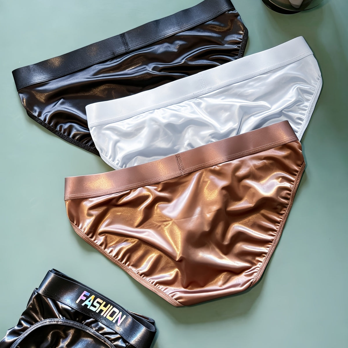Men's Low-rise Wide Satin Glossy Silky Underwear