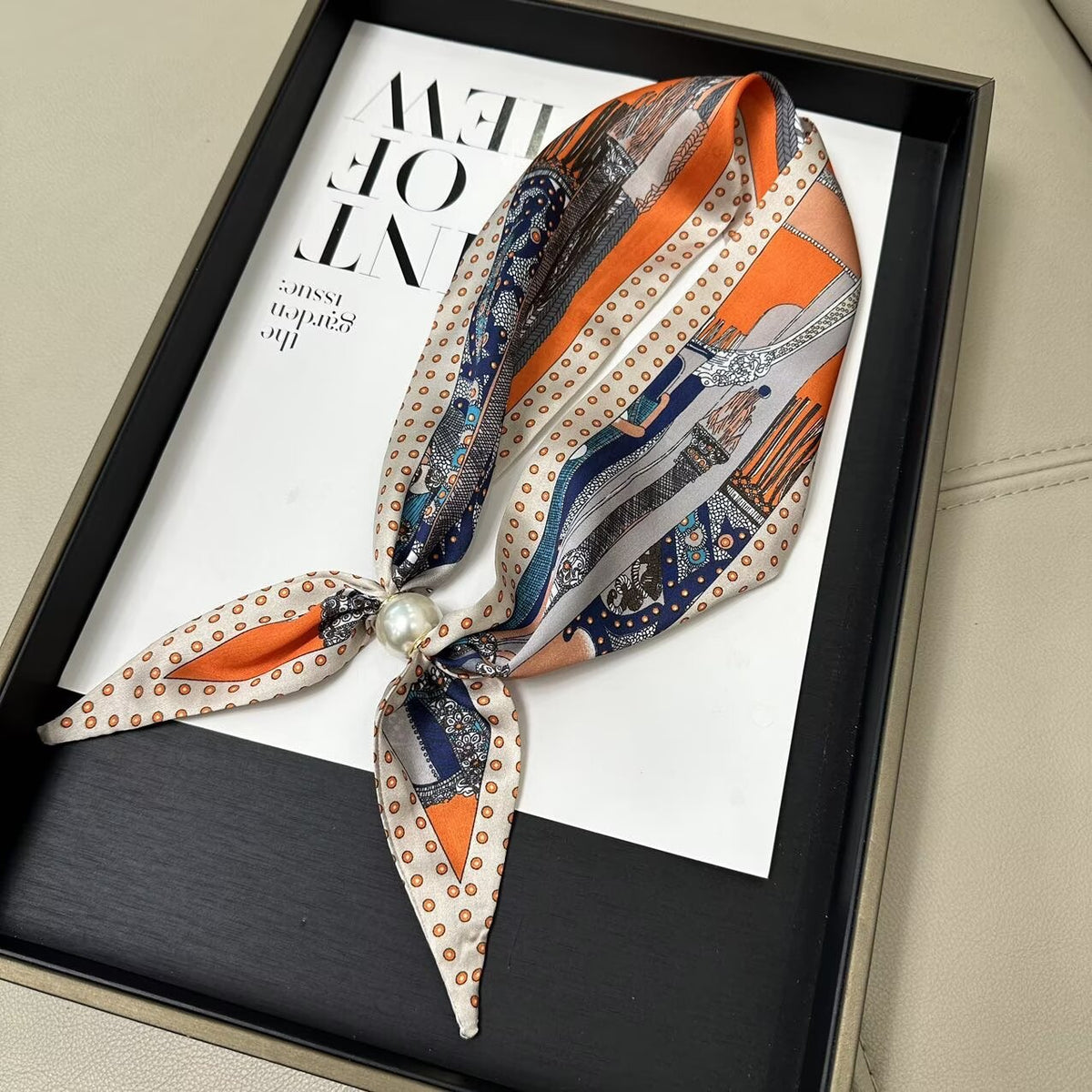 No-Tie Magnetic Pearl Clasp Soft Scarf