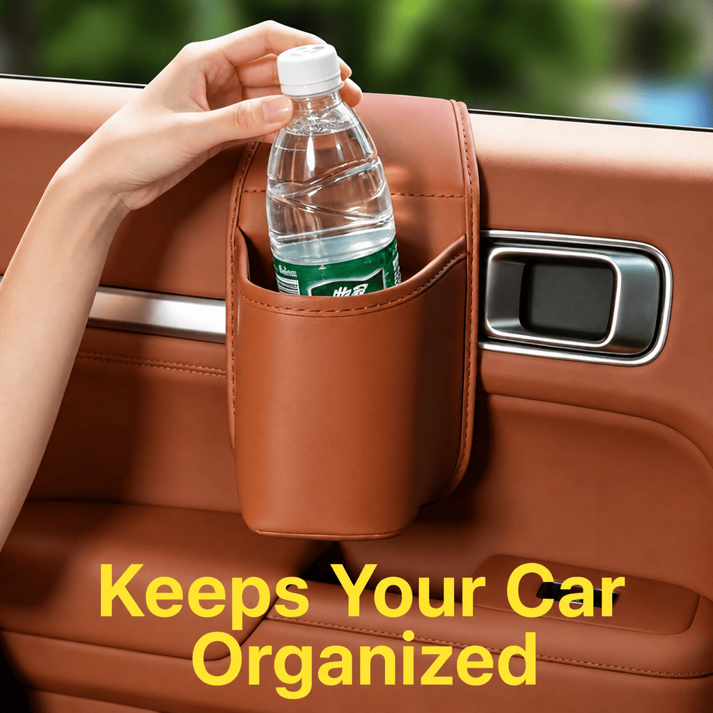 Leather Car Door Cup Holder