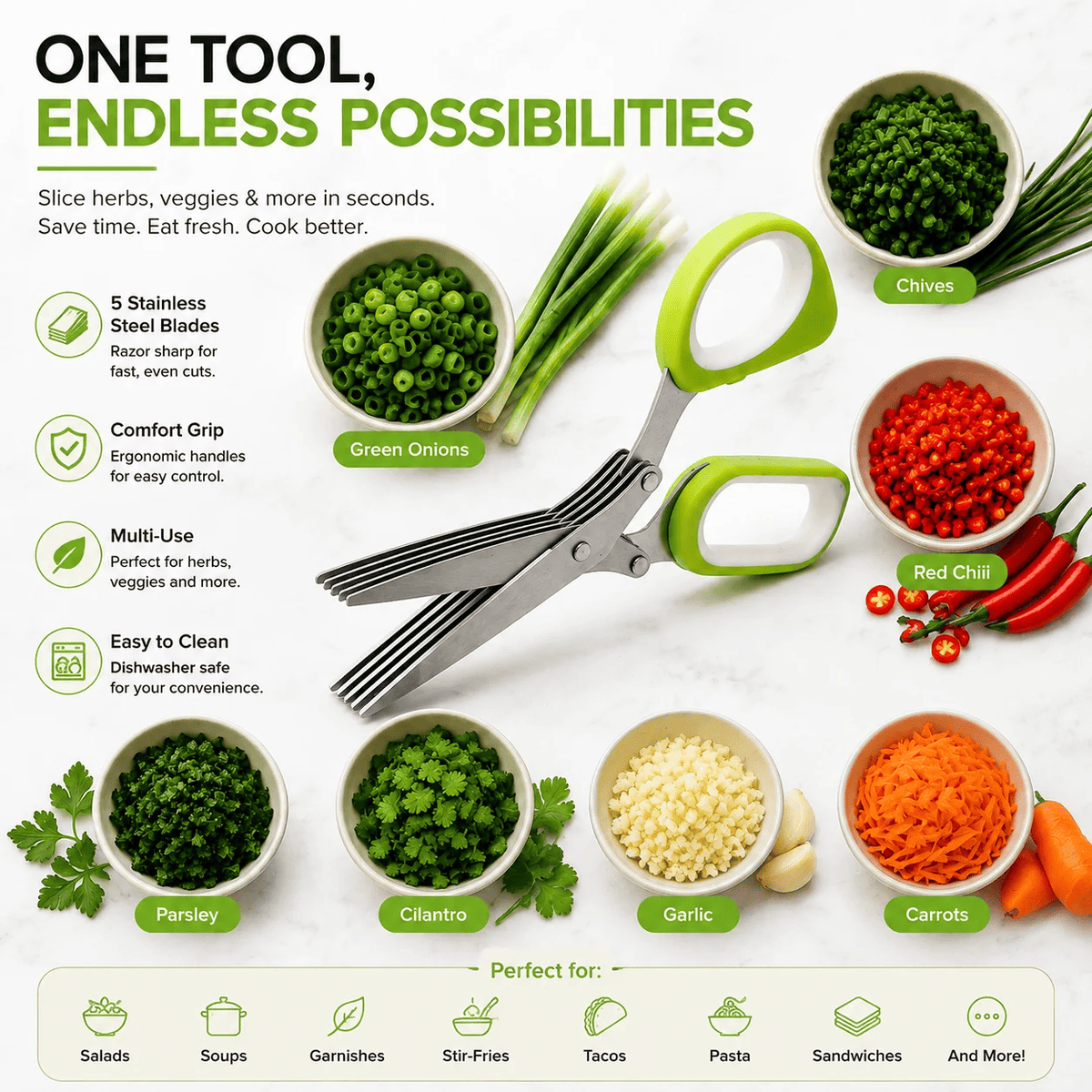 Multi-functional stainless steel kitchen scissors