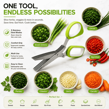 Multi-functional stainless steel kitchen scissors