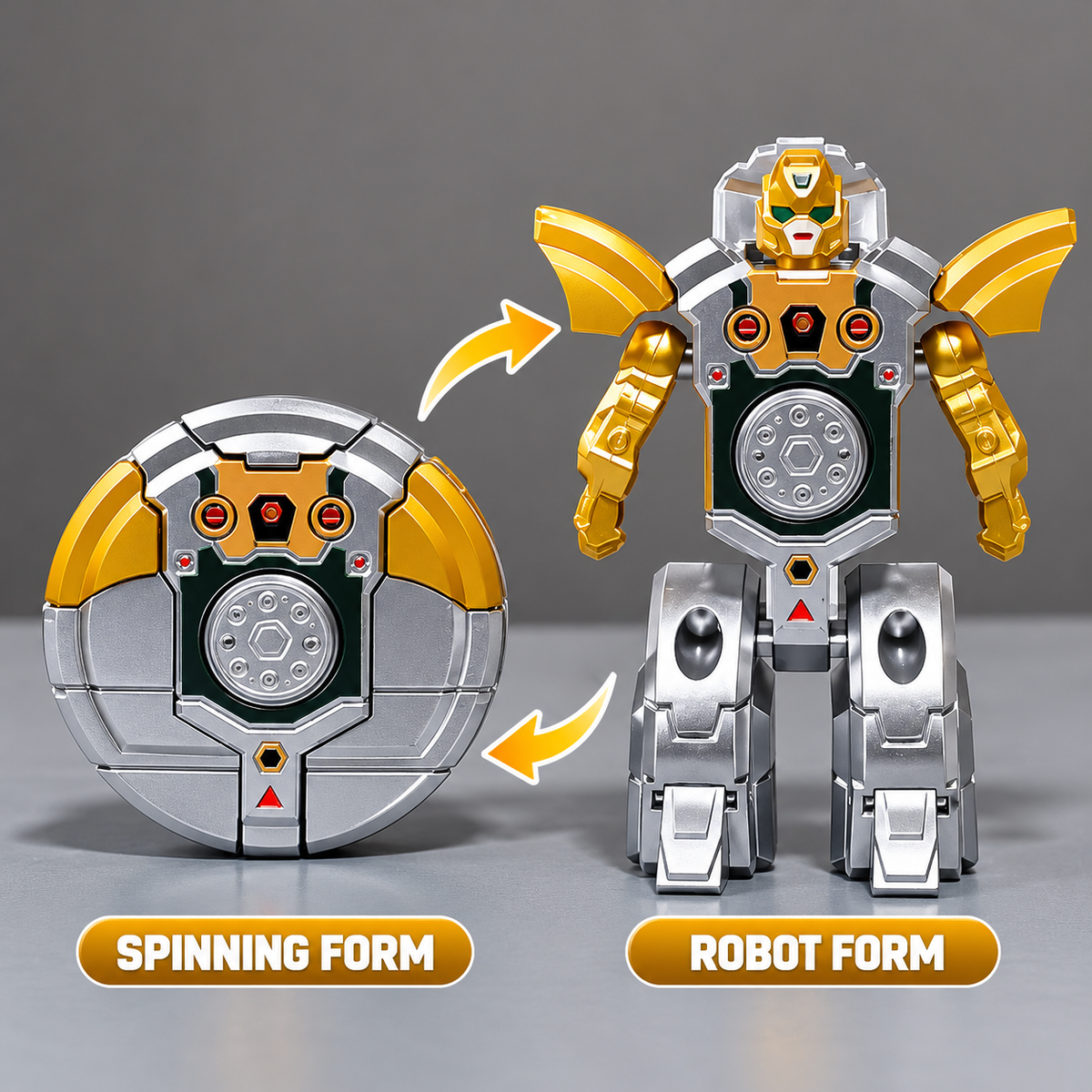 2-in-1 Transforming Robot & Fidget Spinner Toy – Rotating Stress Relief Toy for Kids