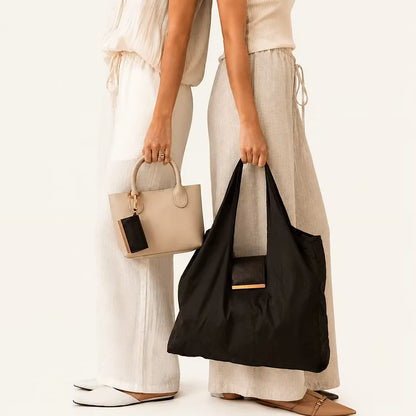 Transformable Bag – Stylish PU with nylon fabric Tote and Keychain Charm