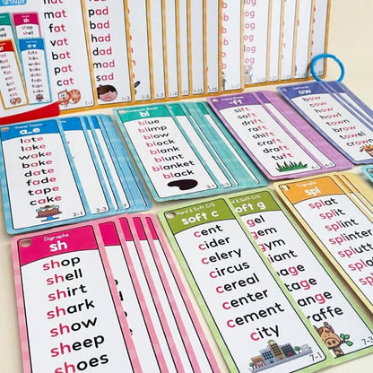 Phonics Flashcards, 117 Phoneme Combinations, 900+ Rhyming Words, Explore English Happily Before School!