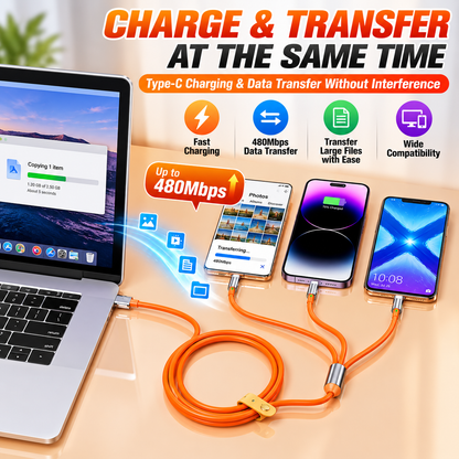 120W Zinc Alloy 3-in-1 Fast Charging Cable