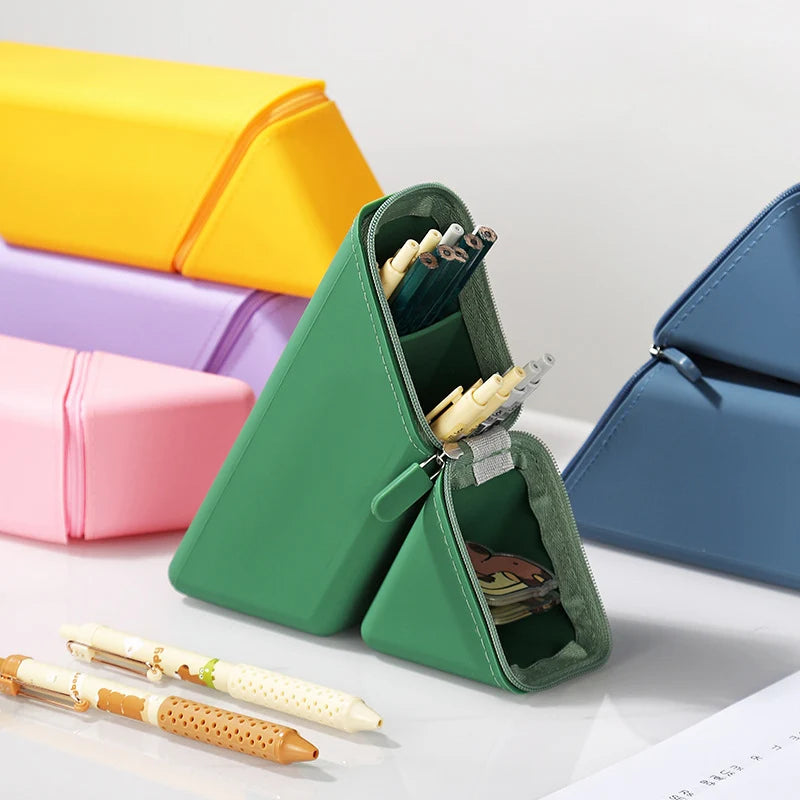 Magnetic Soft Silicone Pencil Case Large Capacity Expandable Silicone Pouch
