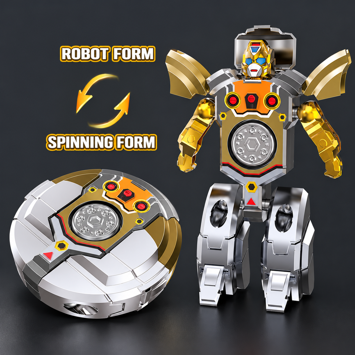 2-in-1 Transforming Robot & Fidget Spinner Toy – Rotating Stress Relief Toy for Kids