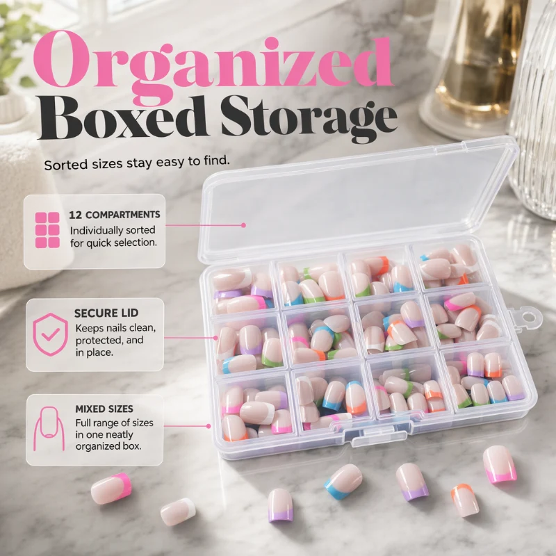 Color Pop Press-On Artificial Nails Set with 288 Pieces