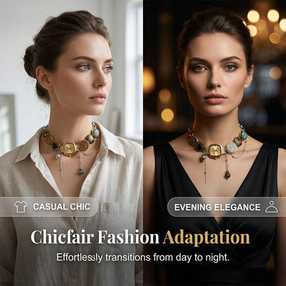 Statement Watch Button Necklace
