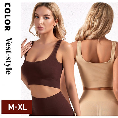 Wire-free Shock-absorbing Breathable Vest-style Bra With Pad