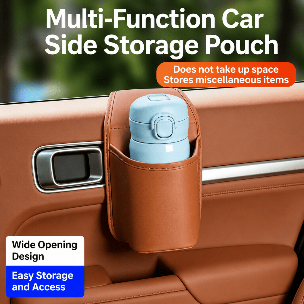 Leather Car Door Cup Holder