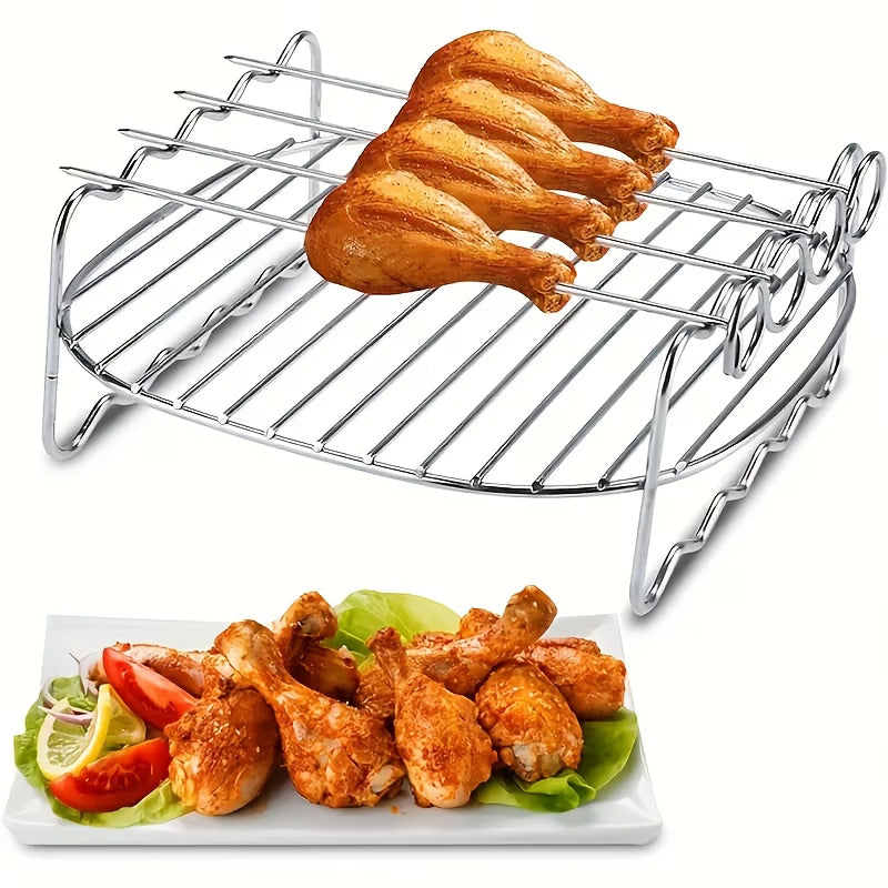 Stainless Steel Double-Layer Air Fryer Rack for Baking & Roasting