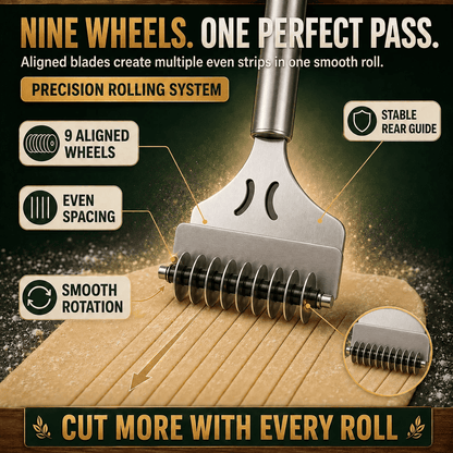 Stainless steel nine-wheel roller noodle cutter