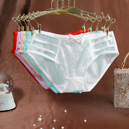 Women's Low-Rise Breathable Lace Panties with Cotton Gusset