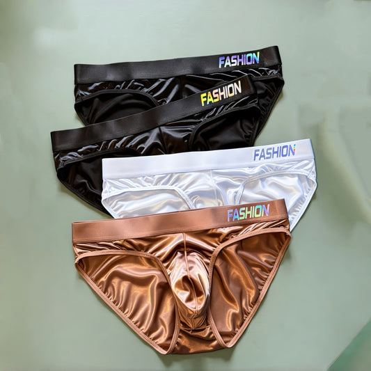 Men's Low-rise Wide Satin Glossy Silky Underwear