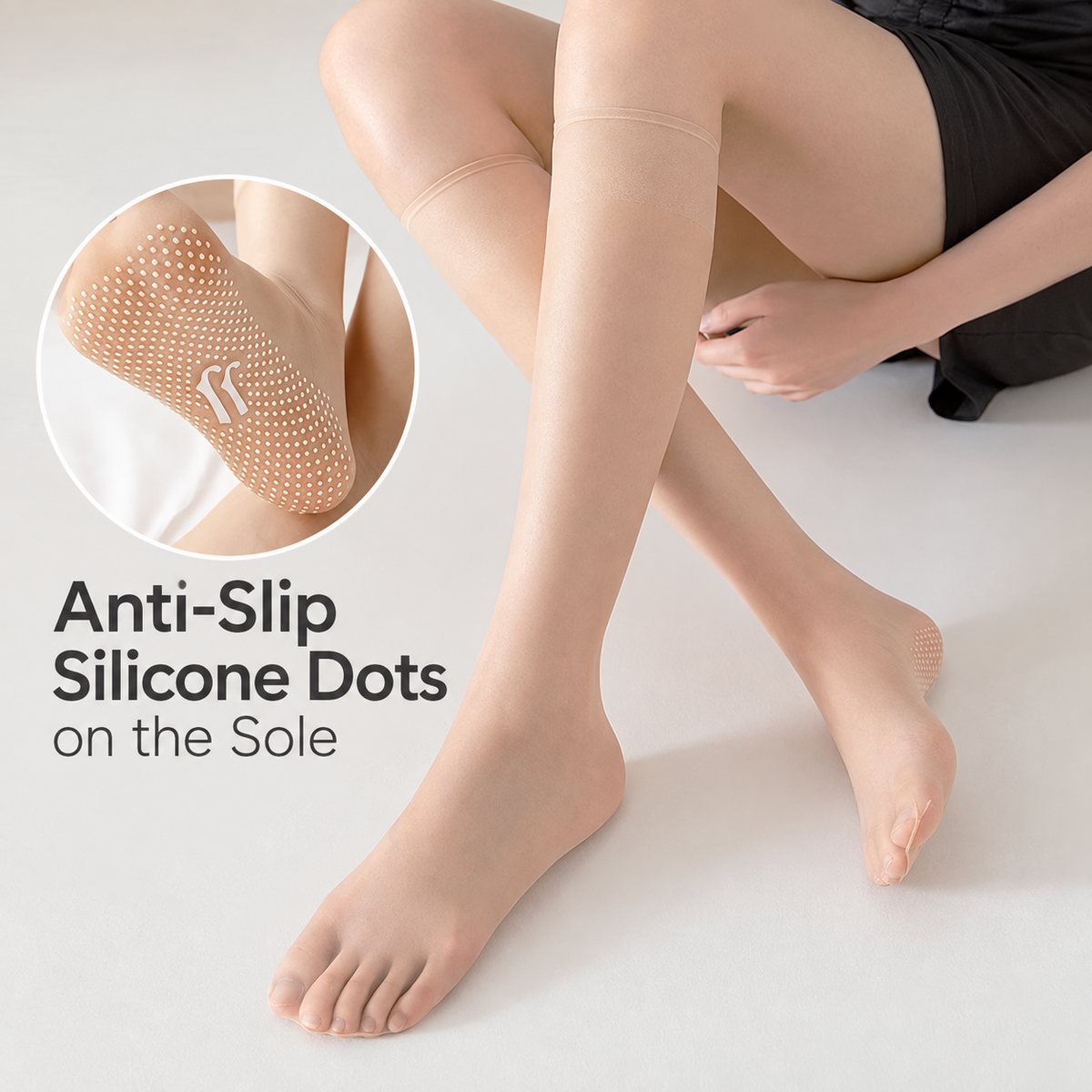 [5 Pairs]Women's Silky Sheer Over-the-Knee Socks - Summer Ultra-Thin Transparent Mid-Calf Stockings