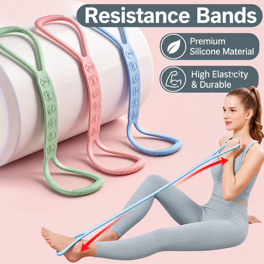 Women's Figure 8 Silicone Resistance Band – Shoulder & Back Stretching, Home Fitness Workout