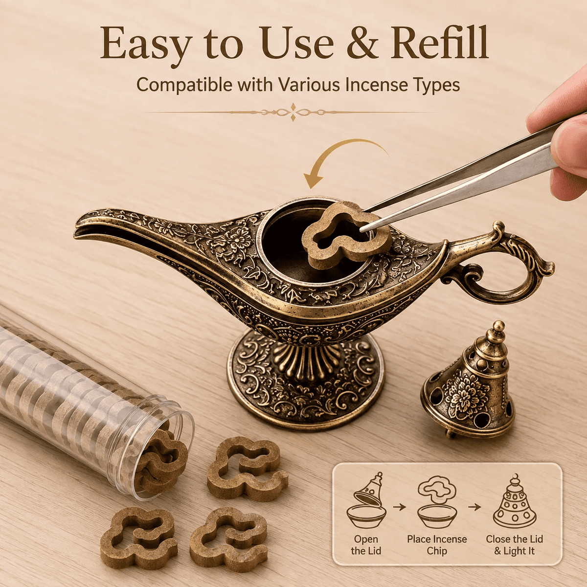 Vintage Aladdin Genie Lamp Incense Holder