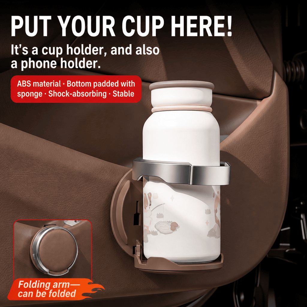 Universal Foldable Car Cup Holder with Hook