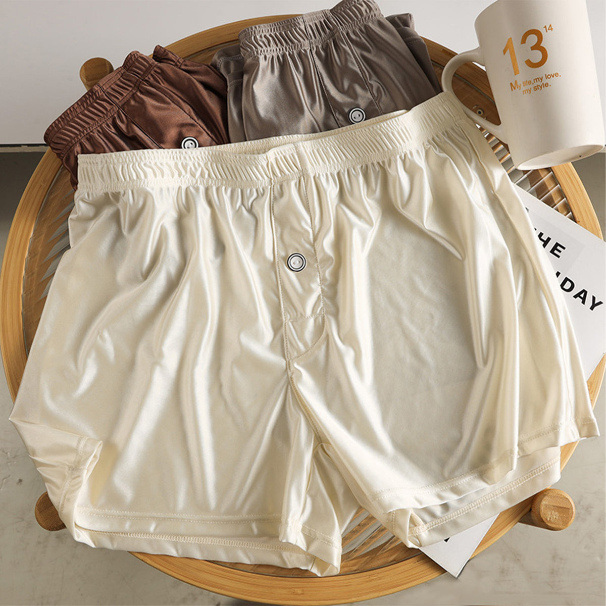 Men's Cool Plus Size Satin Cropped Pants