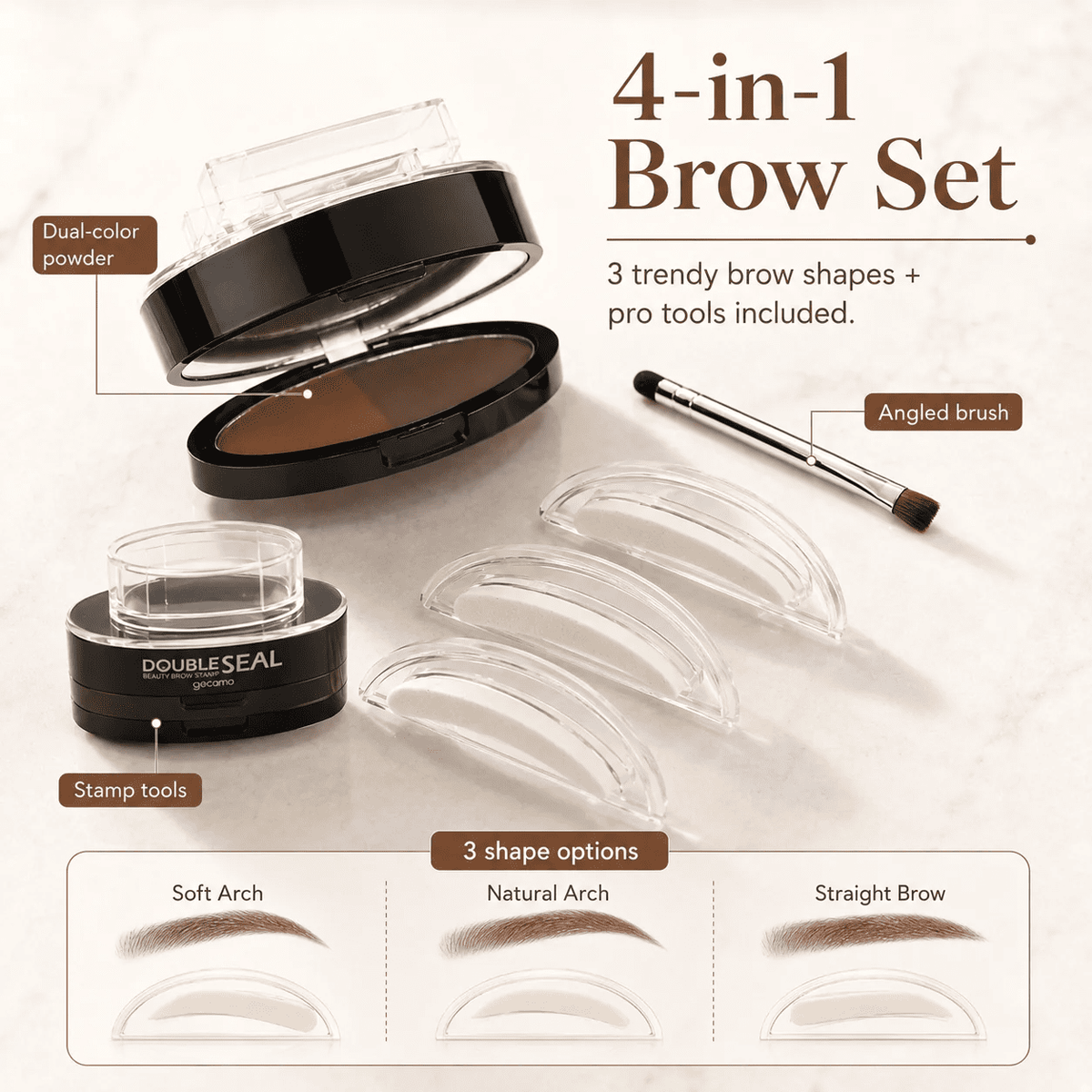 Waterproof sweatproof double-layer dual-color stamp eyebrow powder