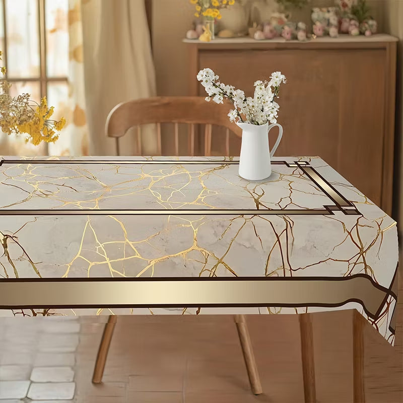 Luxurious Waterproof Marble-Print Tablecloth