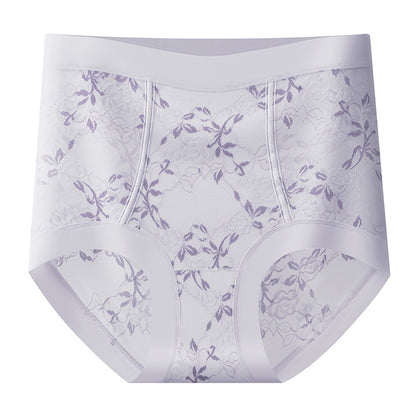 Women's 10A Antibacterial Mulberry Silk Lace High Waist Slimming Panties