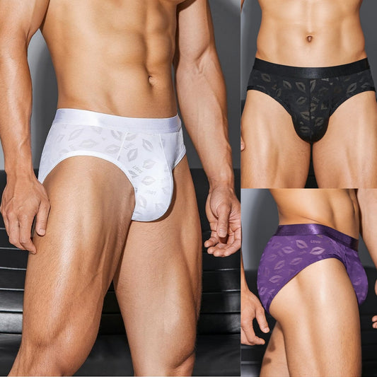 Men’s Sexy Lightweight Lip Print Briefs