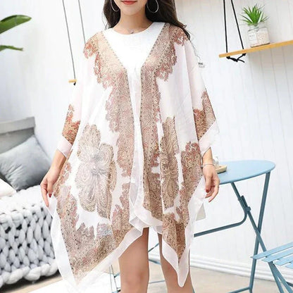 French printed chiffon sun protection shawl