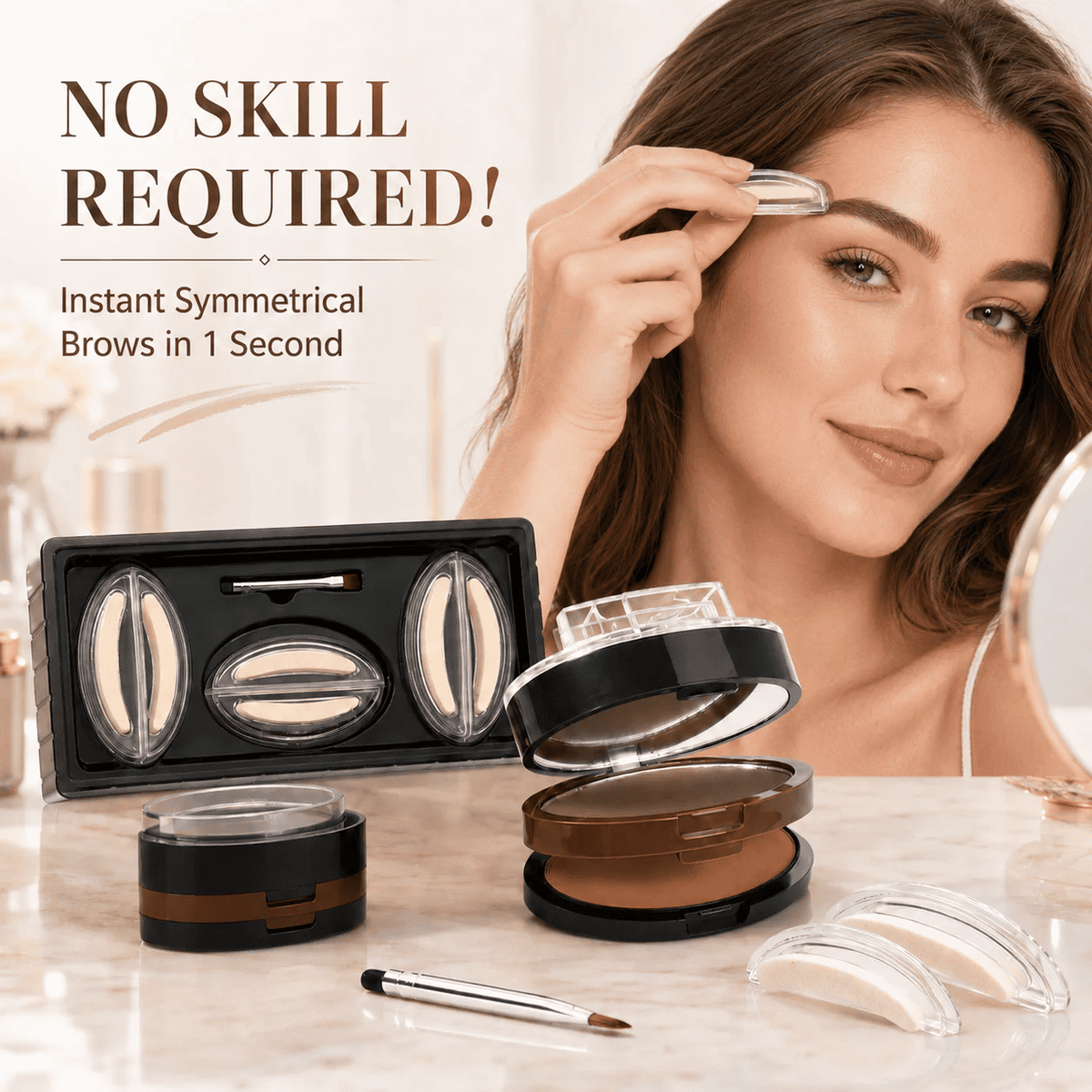 Waterproof sweatproof double-layer dual-color stamp eyebrow powder