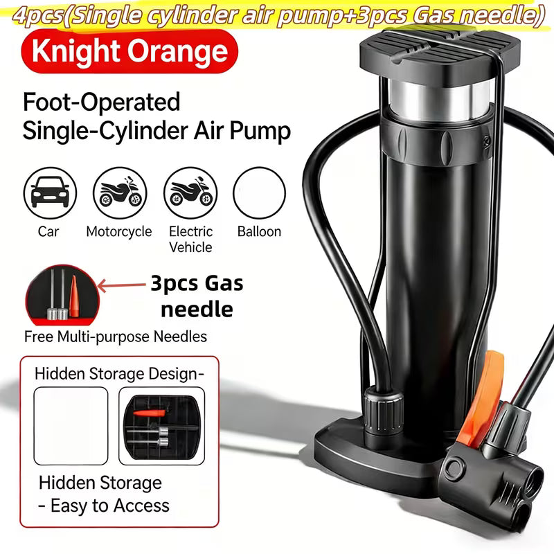 Universal Foot-Activated Air Pump with Pressure Gauge