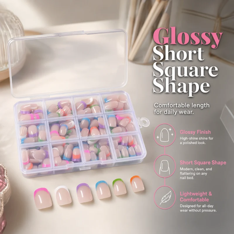 Color Pop Press-On Artificial Nails Set with 288 Pieces