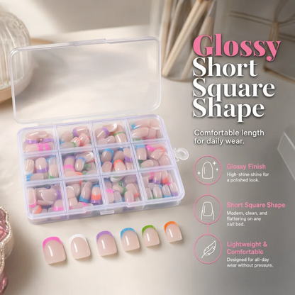 Color Pop Press-On Artificial Nails Set with 288 Pieces