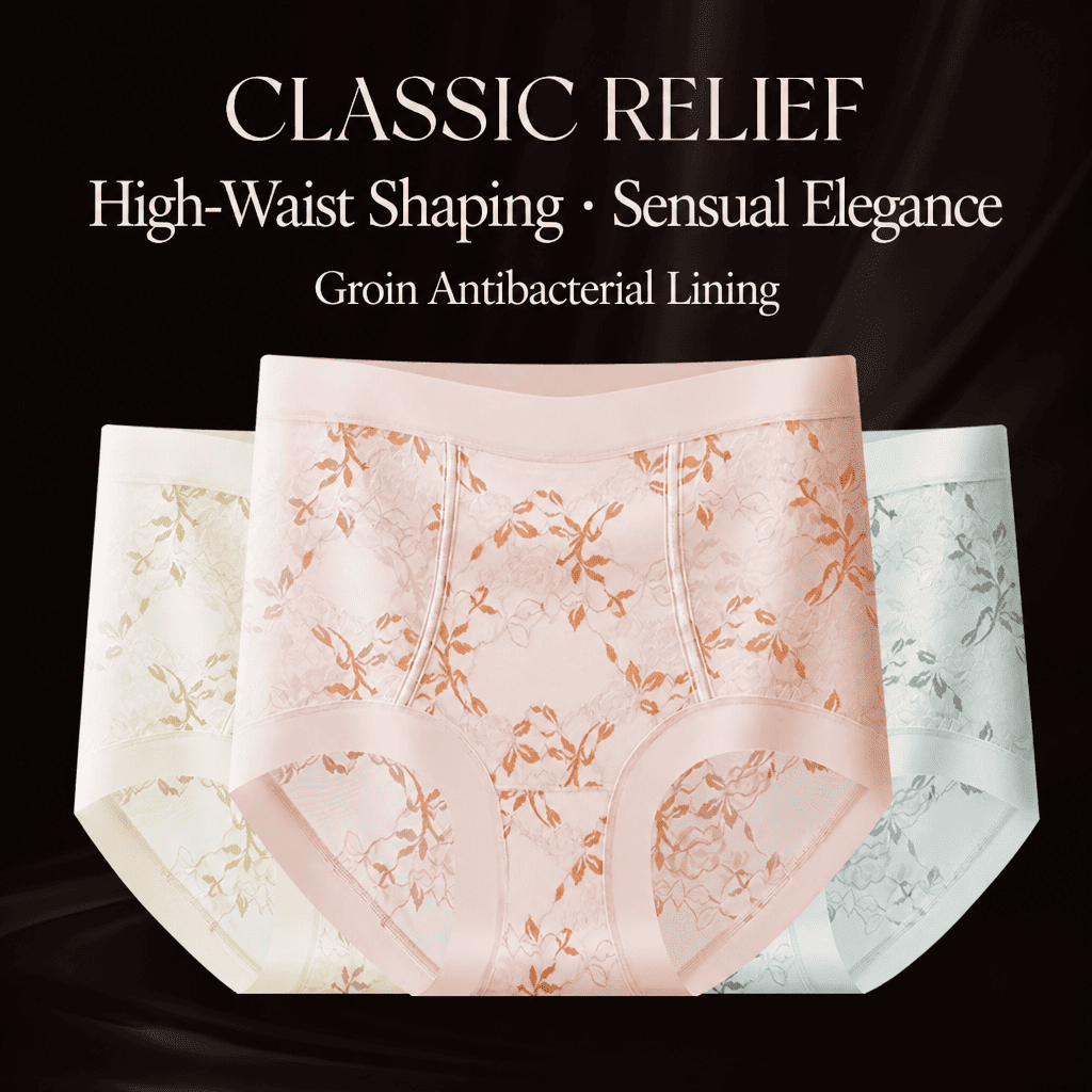 Women's 10A Antibacterial Mulberry Silk Lace High Waist Slimming Panties