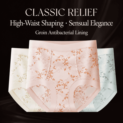Women's 10A Antibacterial Mulberry Silk Lace High Waist Slimming Panties